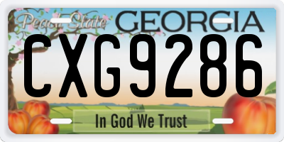 GA license plate CXG9286