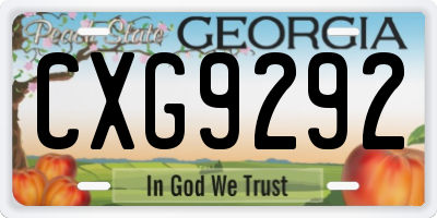 GA license plate CXG9292