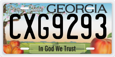GA license plate CXG9293