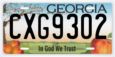GA license plate CXG9302