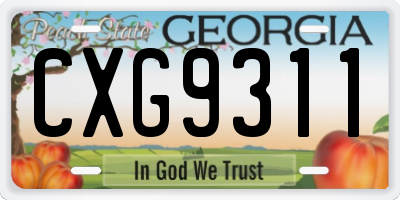 GA license plate CXG9311