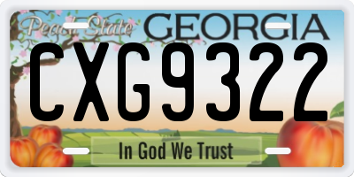 GA license plate CXG9322