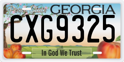 GA license plate CXG9325