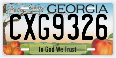 GA license plate CXG9326