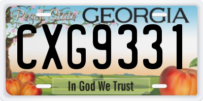 GA license plate CXG9331