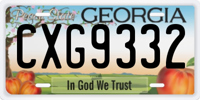 GA license plate CXG9332