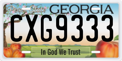 GA license plate CXG9333