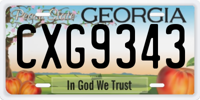 GA license plate CXG9343