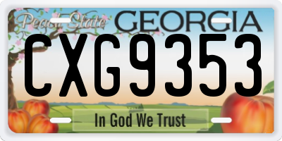 GA license plate CXG9353