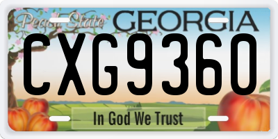 GA license plate CXG9360