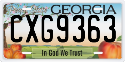 GA license plate CXG9363