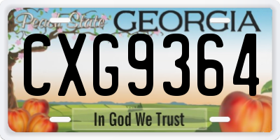 GA license plate CXG9364