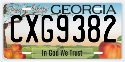 GA license plate CXG9382
