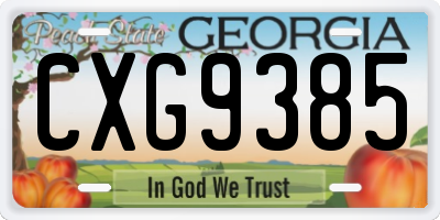 GA license plate CXG9385
