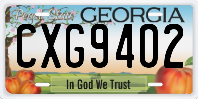 GA license plate CXG9402