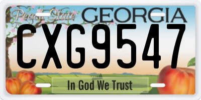 GA license plate CXG9547