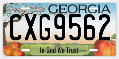 GA license plate CXG9562