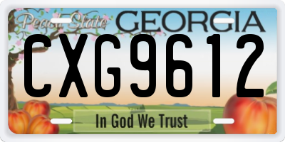 GA license plate CXG9612