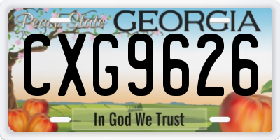 GA license plate CXG9626