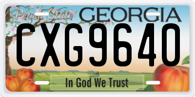 GA license plate CXG9640