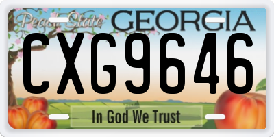 GA license plate CXG9646