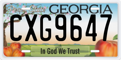 GA license plate CXG9647