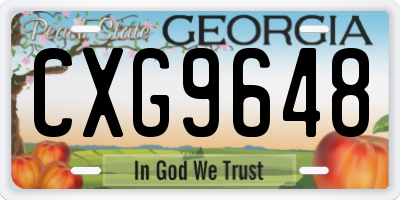 GA license plate CXG9648