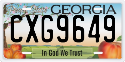 GA license plate CXG9649