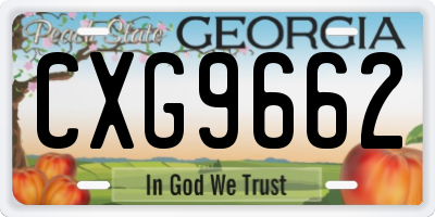 GA license plate CXG9662
