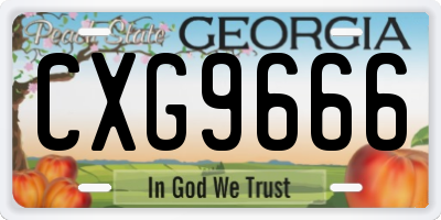 GA license plate CXG9666