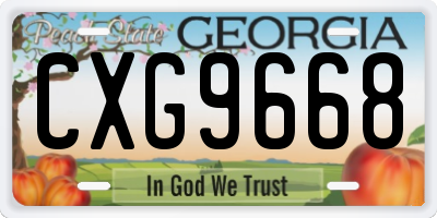 GA license plate CXG9668