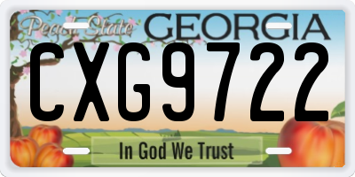 GA license plate CXG9722