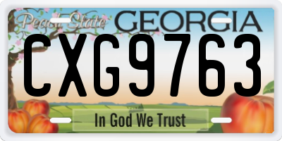 GA license plate CXG9763
