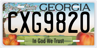GA license plate CXG9820