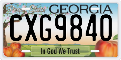 GA license plate CXG9840