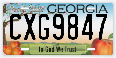 GA license plate CXG9847