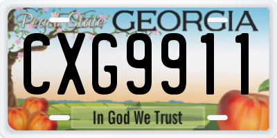 GA license plate CXG9911