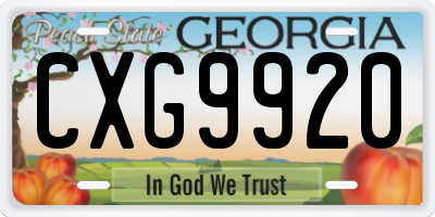 GA license plate CXG9920