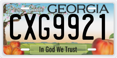 GA license plate CXG9921