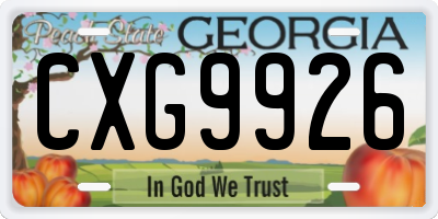 GA license plate CXG9926