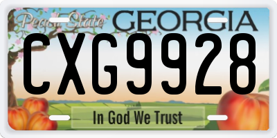 GA license plate CXG9928