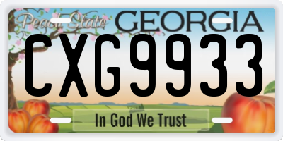 GA license plate CXG9933