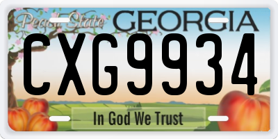 GA license plate CXG9934