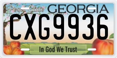 GA license plate CXG9936