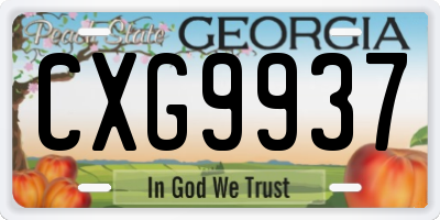 GA license plate CXG9937