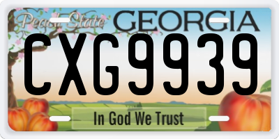 GA license plate CXG9939