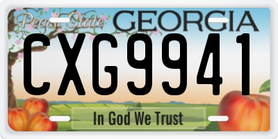GA license plate CXG9941