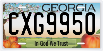 GA license plate CXG9950