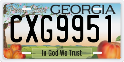GA license plate CXG9951