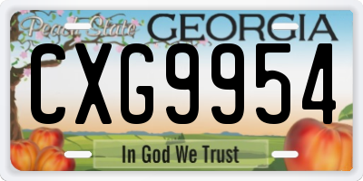 GA license plate CXG9954